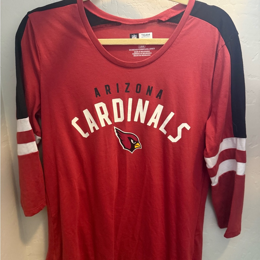 Arizona Cardinals Red and Black 3/4 Sleeve T-Shirt